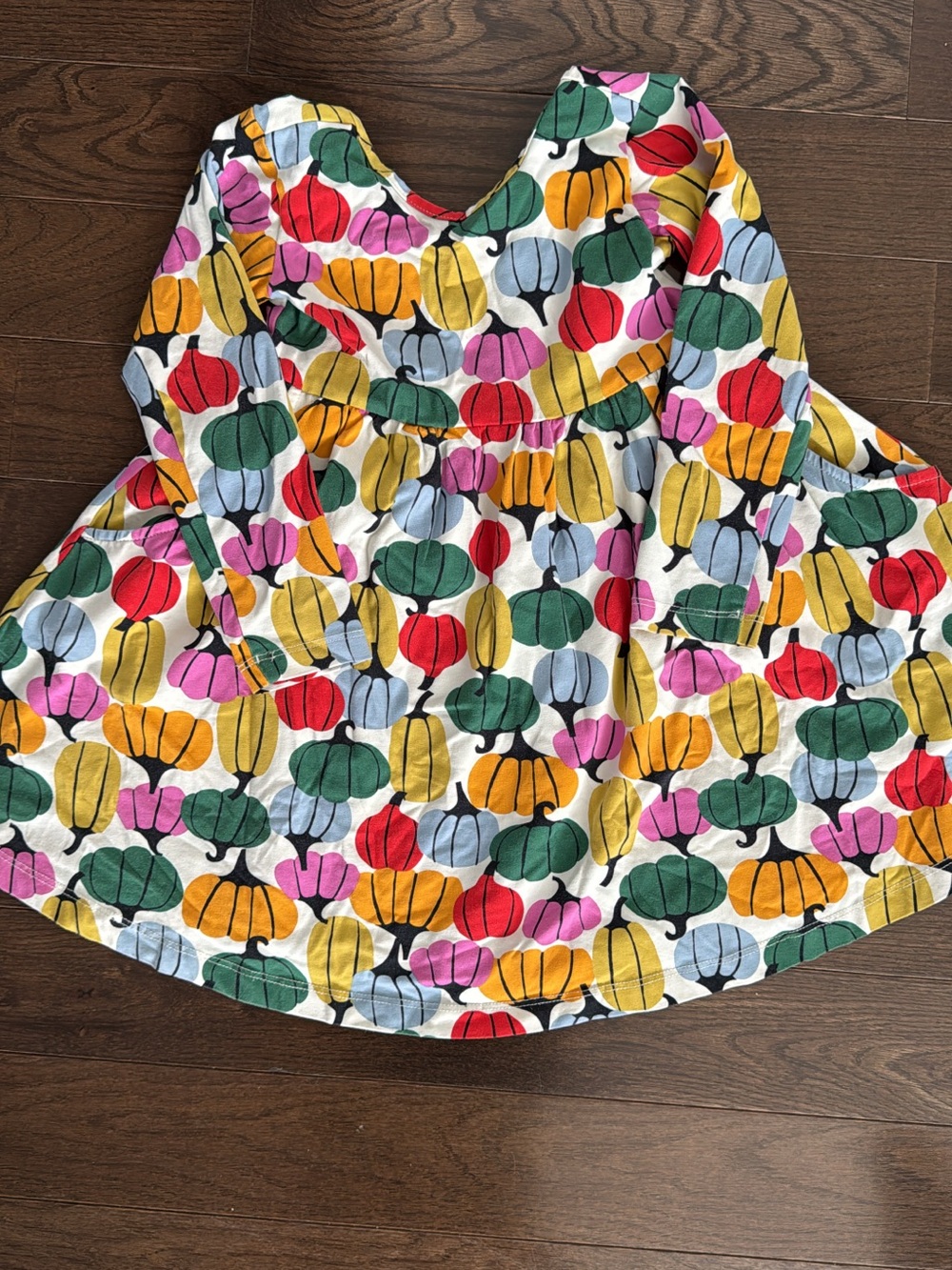 Kids Multicolor Pumpkin Print Dress - Long Sleeve